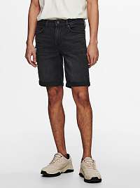 ONLY & SONS čierne pánske džínsové kraťasy Ply