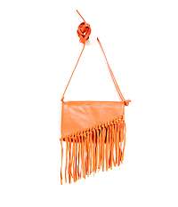 Oranžová koženková crossbody kabelka so strapcami Camaieu