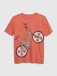 Oranžové chlapčenské tričko GAP organic bike