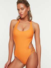 Oranžové dámske jednodielne plavky Trendyol