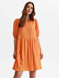 Oranžové dámske krátke šaty s balónovými rukávmi TOP SECRET