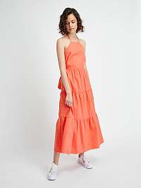 Oranžové dámske maxi šaty s volánom GAP