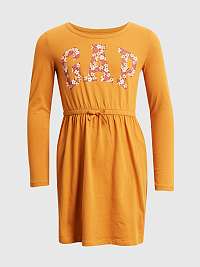 Oranžové dievčenské šaty s dlhým rukávom GAP