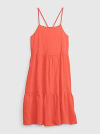 Oranžové dievčenské šaty volánové šaty