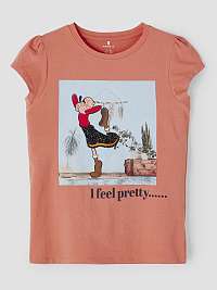 Oranžové dievčenské tričko s potlačou Name It Popeye