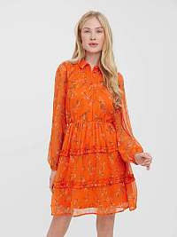 Oranžové kvetované košeľové šaty VERO MODA Kaya