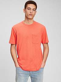 Oranžové pánske bavlnené tričko s vreckom GAP