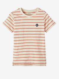 Oranžovo-béžové chlapčenské pruhované tričko s názvom Voby