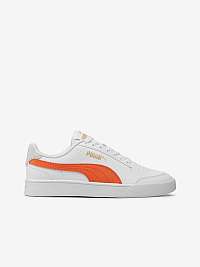 Oranžovo-biele detské tenisky Puma Shuffle Jr