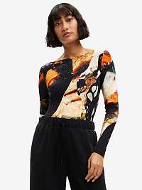 Oranžovo-čierne dámske vzorované body Desigual Maria
