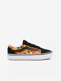 Oranžovo-čierne detské semišové tenisky so vzorom VANS Flame Camo