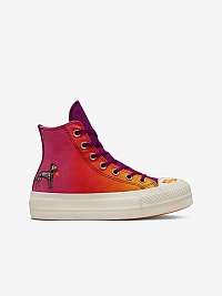 Oranžovo-ružové dámske členkové tenisky Converse Chuck Taylor All Star Lift