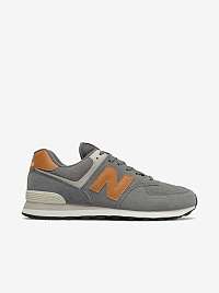 Oranžovo-šedé pánske semišové topánky New Balance 574