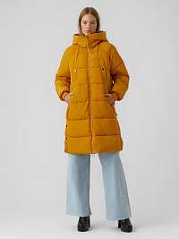 Oranžový prešívaný zimný kabát s kapucňou VERO MODA Aura