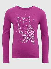 Organické dievčenské tričko GAP Owl burgundy