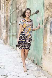 Orientique farebné voľné šaty Andalucia so vzormi