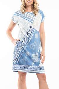 Orientique modro-biele šaty Corfu s krátkym rukávom