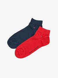 Pánska súprava ponožiek v tmavomodrej a červenej farbe Tommy Hilfiger Quarter 2P