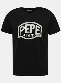 Pepe Jeans čierne pánske tričko Earnest s potlačou