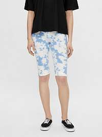 Pieces bielo-modré krátke legíny Tabbi Biker shorts