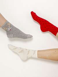 Ponožky pre ženy CAMAIEU - svetlosivá, biela, červená