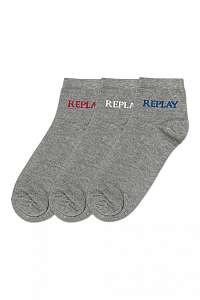 Ponožky s nízkym strihom Basic Leg Logo 3Prs Card Wrap - Grey Mel./Logo Ass C Replay