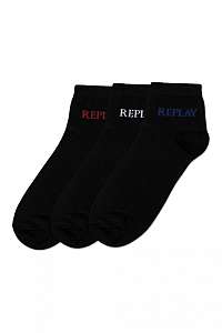 Ponožky s nízkym strihom Basic Leg Logo 3Prs Card Wrap Socks - Black/Logo Ass Colour Replay
