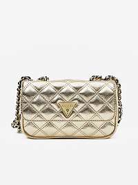 Prešívaná crossbody kabelka Guess Cessily v zlatej farbe