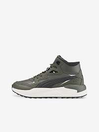 Puma X-Ray Speed Tmavo zelené členkové kožené zateplené tenisky