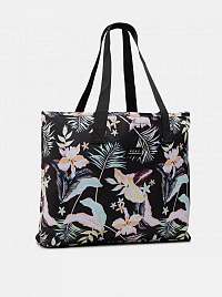 Roxy čierna kvetovaná plážová taška