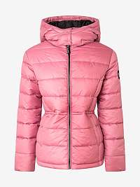 Ružová dámska prešívaná zimná bunda s kapucňou Pepe Jeans Camille