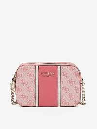 Růžová vzorovaná crossbody kabelka Guess Cathleen