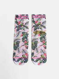 Rúžové dámske kvetované ponožky XPOOOS