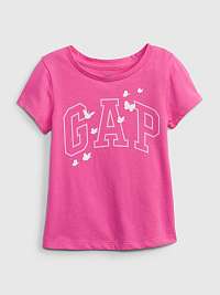 Ružové dievčenské organické tričko s logom GAP