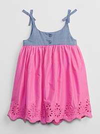 Ružové dievčenské šaty bez ramienok s madeirou GAP