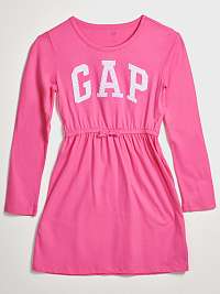 Ružové dievčenské šaty s flitrovým logom GAP