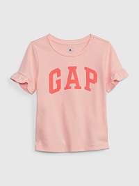 Ružové dievčenské tričko s logom Gap a volánikmi GAP