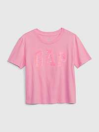 Ružové dievčenské tričko s organickým logom GAP