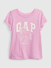 Ružové dievčenské tričko s organickým logom GAP jednorožec
