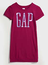 Ružové dievčenské tričkové šaty s logom GAP