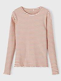 Ružovo-biele dievčenské pruhované rebrované tričko s názvom Vemma