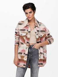 Ružovo-krémová vzorovaná košeľová bunda ONLY Frida
