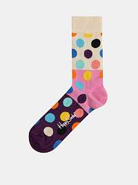 Ružovo–krémové dámske bodkované ponožky Happy Socks Big Dot
