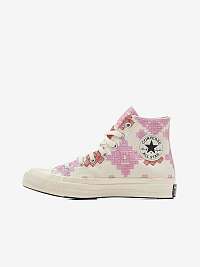 Ružovo-krémové dámske vzorované členkové tenisky Converse Chuck 70