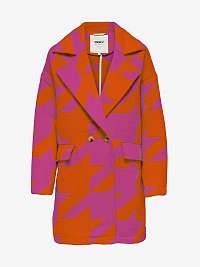 Ružovo-oranžový dámsky vzorovaný kabát ONLY Loop