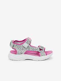 Ružovo-sivé dievčenské trblietavé sandále Skechers