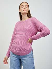 Ružový dámsky rebrovaný sveter so zmesou vlny ZOOT.lab Heddie