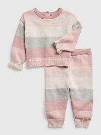 Ružový dievčenský sveter s pruhmi GAP Baby
