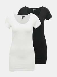 Sada dvoch basic tričiek v bielej a čiernej farbe VERO MODA Maxi