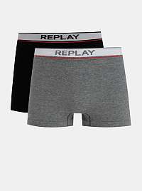 Sada dvoch boxeriek v čiernej a šedej farbe Replay